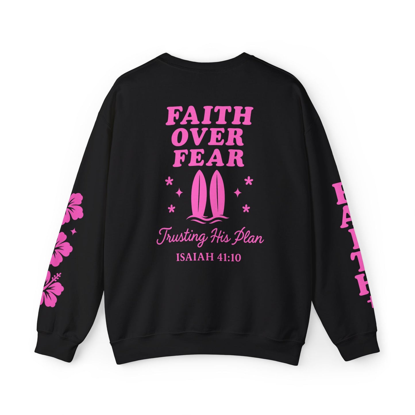 Christian Crewneck Sweatshirt - Faith and Island Vibes - Isaiah 41:10 - Trust His Plan