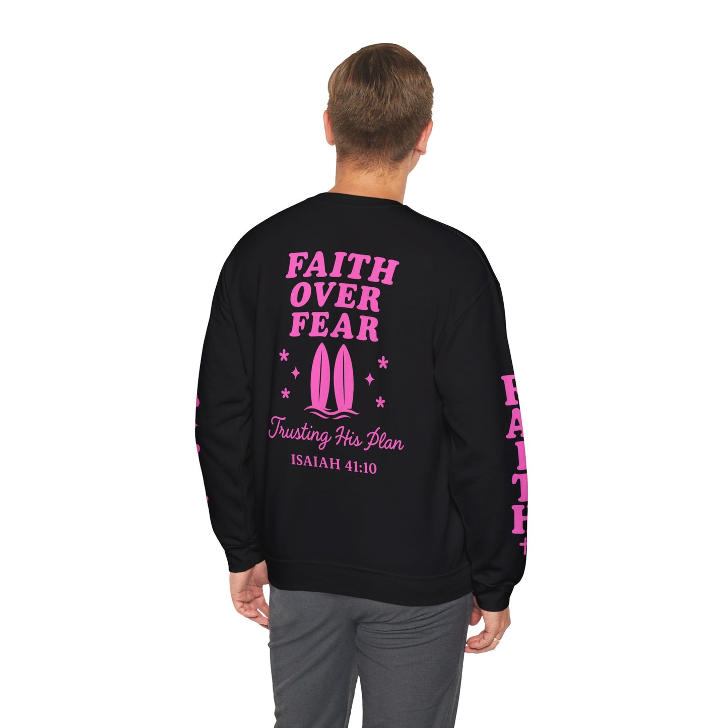 Christian Crewneck Sweatshirt - Faith and Island Vibes - Isaiah 41:10 - Trust His Plan